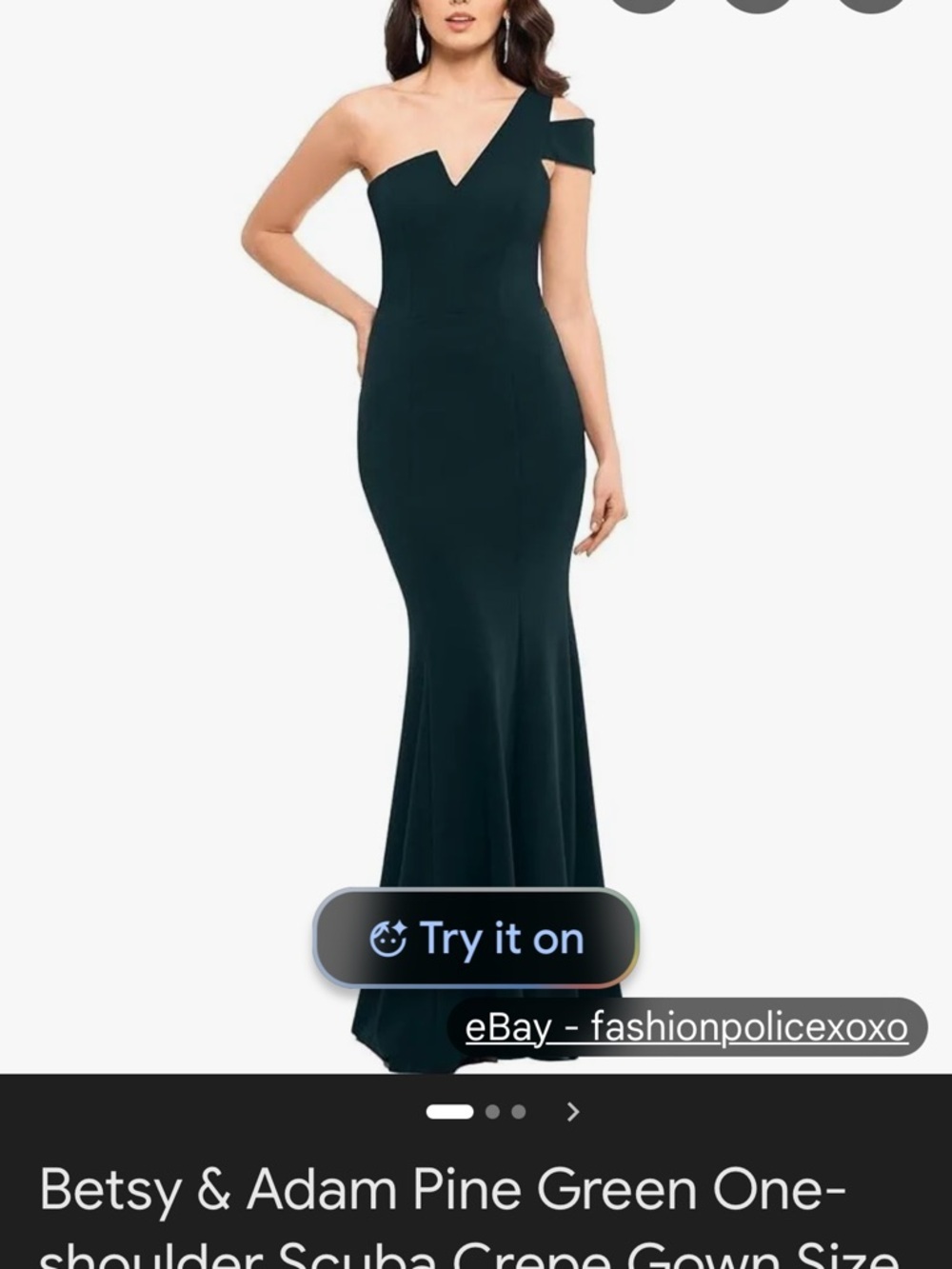 Betsy & Adam Navy One-Shoulder Mermaid Gown